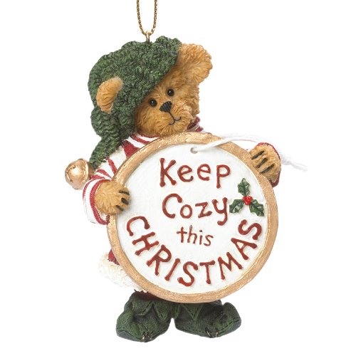 Boyds Resin Ho Elf Bear W/ Gift Tag Ornament