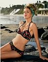 Skinny Dip 2 Piece Lined Lycra Vintage Halter Style Cherry Print Bikini Top with Boy Shorts Bottom.
