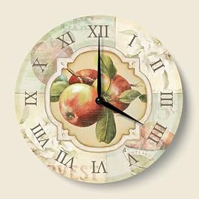 Fall Harvest Apple Decorative Wood Wall Clock
