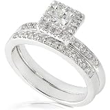 5/8ctw Princess Diamond Wedding Ring Set in 14kt White Gold (HI/I1)