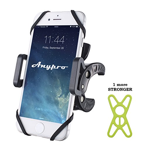 Anypro 自転車ホルダー バイクスタンド 360度回転 取付簡単 脱落防止 GPSナビ・動画撮影・ポケモンGo スマホ・iPhone等固定用マウントキット 多機種対応【予備ラバー付属＋1年間安心保証】 WY-ZH201