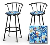 2 Elvis Presley Blue Hawaii Fabric Specialty / Custom Black Barstools with  ....