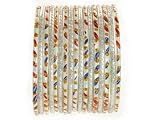 Beachcombers! Ethnic Glass Indian Wedding Bridal Bollywood Bangles Belly Dance Bracelets Set Silver