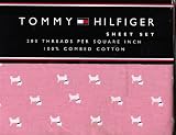 Tommy Hilfiger Twin Extra Long Sheet Set - Scotty Dog with White Dogs with Black Collars (Pink Rush Background)