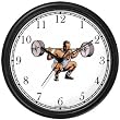 Man Weight Lifting or Lifter -Squat - Physical Fitness-Exercise-Body Building Wall Clock by WatchBuddy Timepieces (Black Frame)