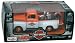 White and Orange 1948 Ford F-1 Pickup with 1948 Harley-Davidson FL Panhead Motorcycle