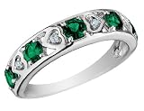 Emerald Heart Ring with Diamonds 3/4 Carat (ctw) in 10K White Gold