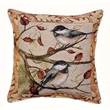 Autumn Chickadee Decorative Throw Pillow 17 x 17 by Simply Home