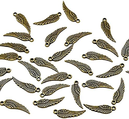 15 PCS Angel Wings Charms Antique Bronze Tone two sided angel wings charms