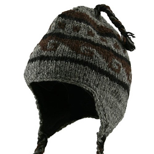 Bar Jaquard Knitting Beanie-Grey W27S15F