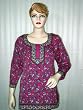 Designer Womens Magenta Crepe Kurti Blouse Boho Yoga Top M