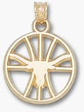 Texas Longhorns Longhorn Pierced Basketball Pendant - 10KT Gold Jewelry