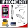 CTA Skin Case (Pink) + CTA Multifunctional 4 Way Home & Car Charger + CTA Earbud Headphones + Accessory Kit for Apple iPhone