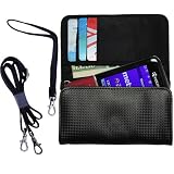 Black Purse Hand Bag Case for the Kyocera Laylo M1400 with both a hand and shoulder loop option - a unique Gomadic design