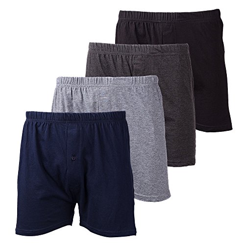 Mens ULTRA Cotton Color Comfort Knitted Relaxed Boxer Shorts Underwear (4 Pack) (Large, Black / Grey / Blue A) Mens ULTRA Cotton Color Comfort Knitted Relaxed Boxer Shorts Underwear (4 Pack) (Large, Black / Grey / Blue A)