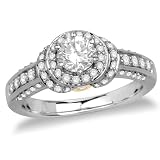 14k White Gold Round Diamond Engagement Ring w/ Channel-Set Round Diamonds (.46 ct center, 1 cttw, G-H Color, I1 Clarity)