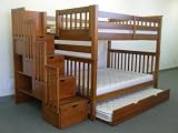 Stairway Bunk Bed Full over Full in Expresso with 4 Drawers Built in to the Steps and a Twin Trundle
