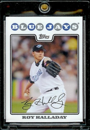 2008 Topps Baseball Cards # 230 Roy Halladay - Toronto Blue Jays - MLB Baseball Trading Card in a Protective Screw Down Display Case