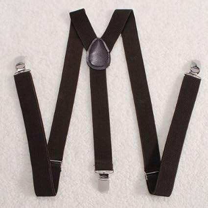 Unisex Adult Child Elastic Clip-on Brace Belt&quot;Dark Coffee&quot;Suspender Y Back Neon Adjustable