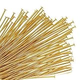 Gold Plated Head Pins - 22 Gauge, 1.5 Inches (X50)