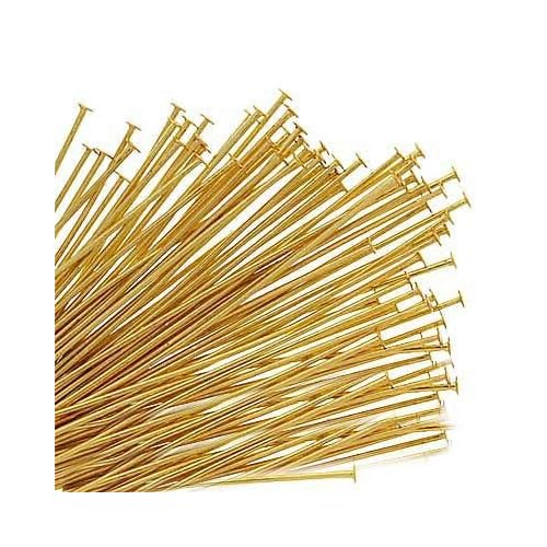 Gold Plated Head Pins - 22 Gauge, 1.5 Inches (X50)