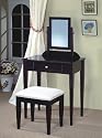 Furniture online: Contemporary Cappuccino Finish Desk & Chair Vanity Set