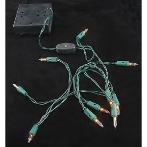 Set of 10 Battery Operated Clear Christmas Lights - Green Wire by 