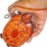 A Turtle Pattern, Handmade Cowhide Wristlet Change/coin Purse, Green,Brown or DarkBrown.