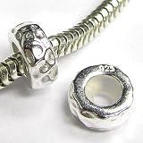 Free S/H Sterling Silver Stopper With Rubber Round Hammered Bead For Pandora Troll European Charm Bracelets