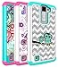LG K8 Case, LG Escape 3 Case, LG Phoenix 2 Case, Style4U Flower Studded Rhinestone Crystal Bling Hybrid Armor Case Cover for LG K8 / LG Escape 3 / LG Phoenix 2 with 1 Style4U Stylus [Teal/Hot Pink]