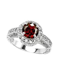 2.10 Cttw 925 Sterling Silver 14k White Gold Plated Genuine Round Garnet... by 