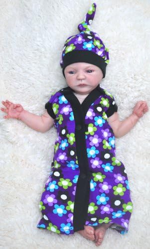 Purple Flowers Nic-Gown *NICU Approved** Micro, Tiny & Preemie (Preemie (3-6lbs))