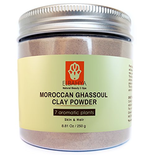 Elbahya Moroccan (Rhassoul) Ghassoul Clay Powder with 7 Plants, 8.81 Oz.