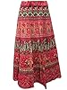 Wrap Skirt Red Ethnic Printed Cotton Wrap Around Skirt for Womens