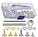 Onwon 120 Set Leather Rivets Double Cap Rivet Buttons with Fixing Tool Kit and Storage Box for DIY Leather Craft Repairing Decoration, 3 Sizes (Silver and Gold)