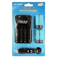 Dolica DZ4-4AA2500 1 Hour Battery charger with 4-Pack AA Rechargeable batteries and car adapter