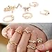 Fashion Personality 7Pcs Gold Rhinestone Bowknot Cross Women Rings Set by NYKKOLA