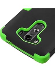 Wireless: myLife Goth Black + Lime Green {Solid Hybrid Design} Dual Layered 3 Piece Case for the LG G3 Smartphone (2 Piece Outer Rubberized Snap On Protector Shell + Internal Silicone SECURE-Grip Bumper Gel) - myLife Brand Products