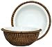 Woven Rattan Round Basket with Large White Ceramic Rim Bowl 10 3/4"D x 4 1/4"H