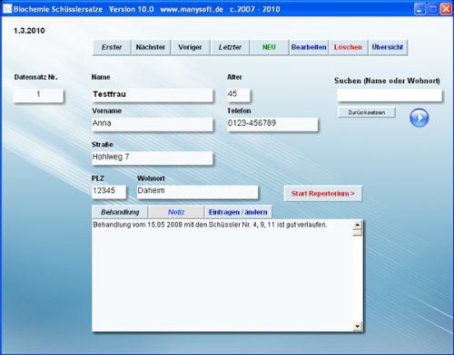 Schüsslersalze Software Repertorium Bio2010