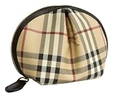 Burberry - Burberry Haymarket Coated Canvas Brown Leather Cosmetic Case 3206970