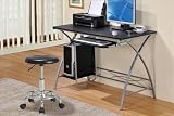 Black and Chrome Computer Desk with Stool