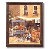 Southwestern Spanish Market Landscape Home Decor Wall Picture Cherry Framed Art Print