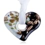 Black White Blotched Heart Pendant Murano Glass