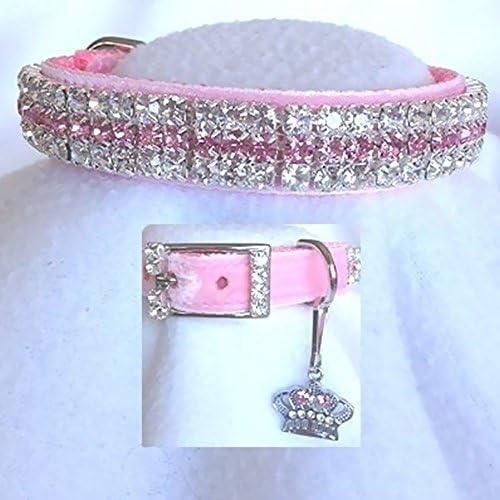 Rhinestone Dog Collars Princess in Pink Velvet # 189 (Medium/Large)