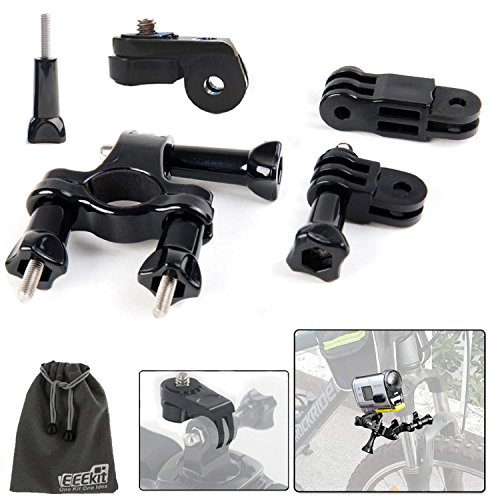 EEEKit Motorcycle Cycling Riding Bicycle Bike MTB HandleBar Mount Kit for Gopro Style and1/4 inch Mounting Action Camera