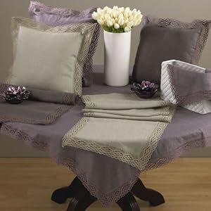 Lace Trimmed Elegant Tablecloth. 70% Viscose - 30% Cotton Woven. One piece .