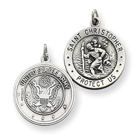 Sterling Silver St. Christopher US Army Medal