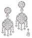 Lacy Floral-Themed C.Z. Diamond Silver Chandelier Earrings