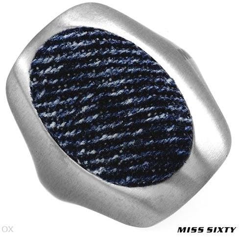 MISS SIXTY Made in Italy Stylish Brand New Ring Well Made in Blue Denim and Stainless steel. Total item weight 11.0g Size 4.5